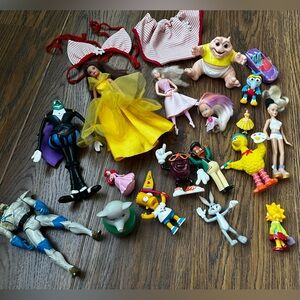 vintage Toy Bundle lot doll barbie baby Sinclair dinosaur raisin Simpsons kiddle